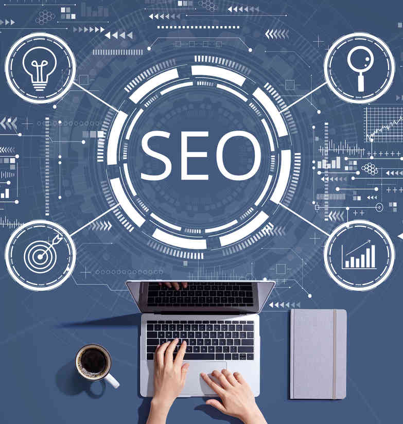 SEO concept with person working with a laptop SEO Services
